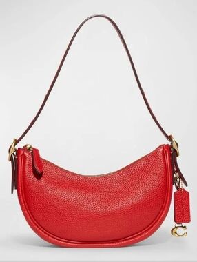 Coach Luna Shoulder Bag Sport Red Soft Pebble Leather